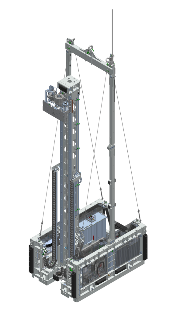 Subsea Geo Tools Explorer SD60 modular seabed drilling rig with 60kW hydraulic powerpack.